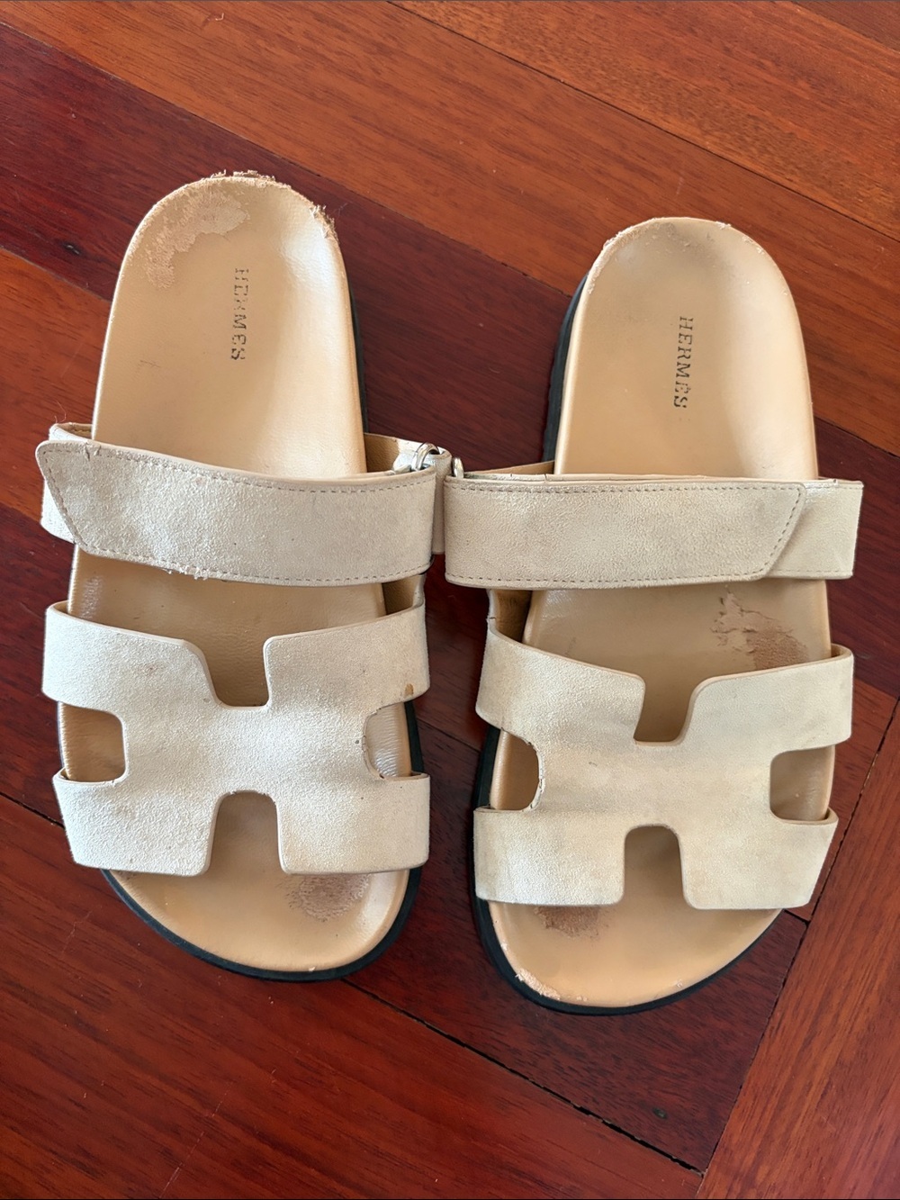 Hermès Beige Suede Oran Style Slide Sandals